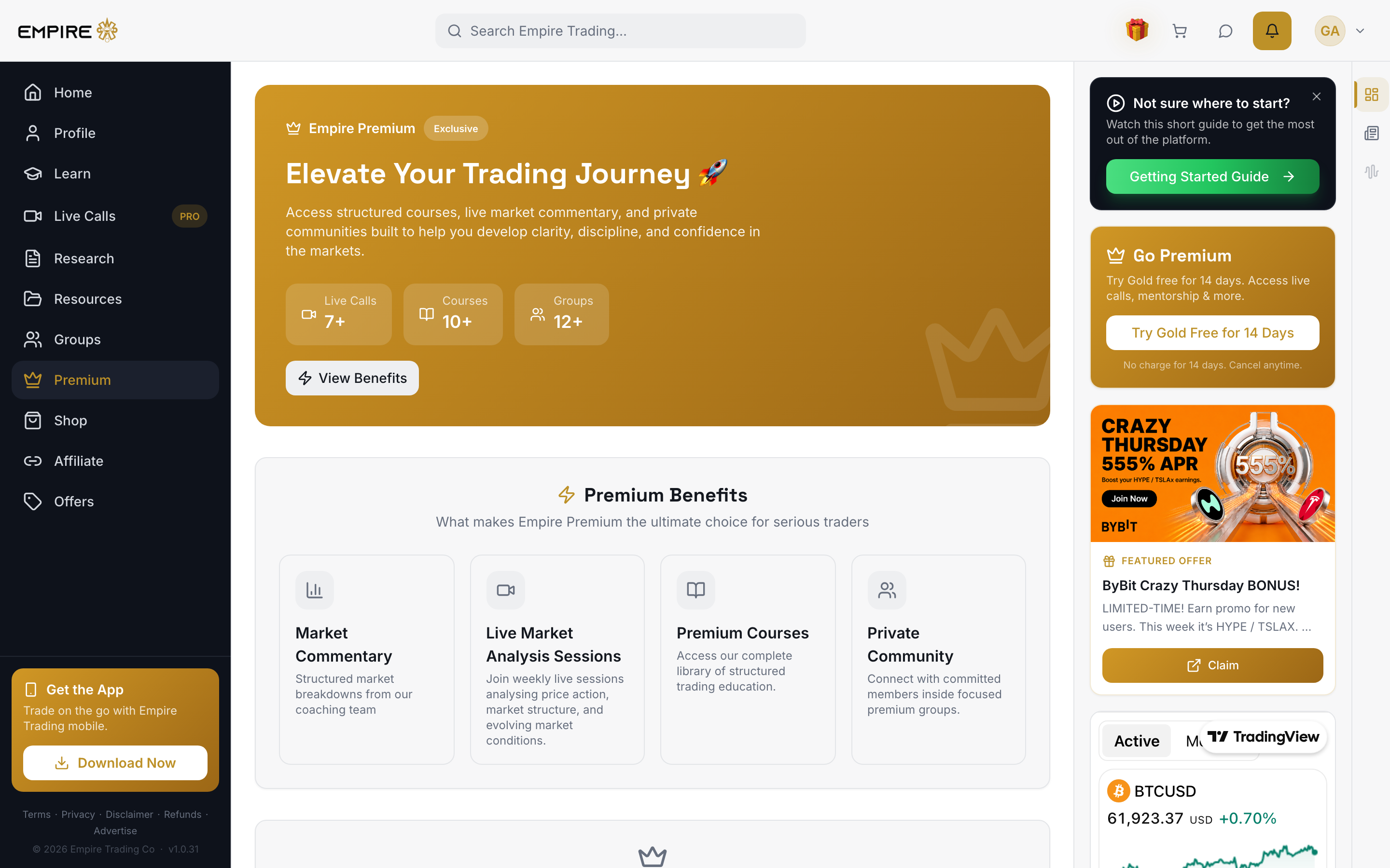 Membership dashboard