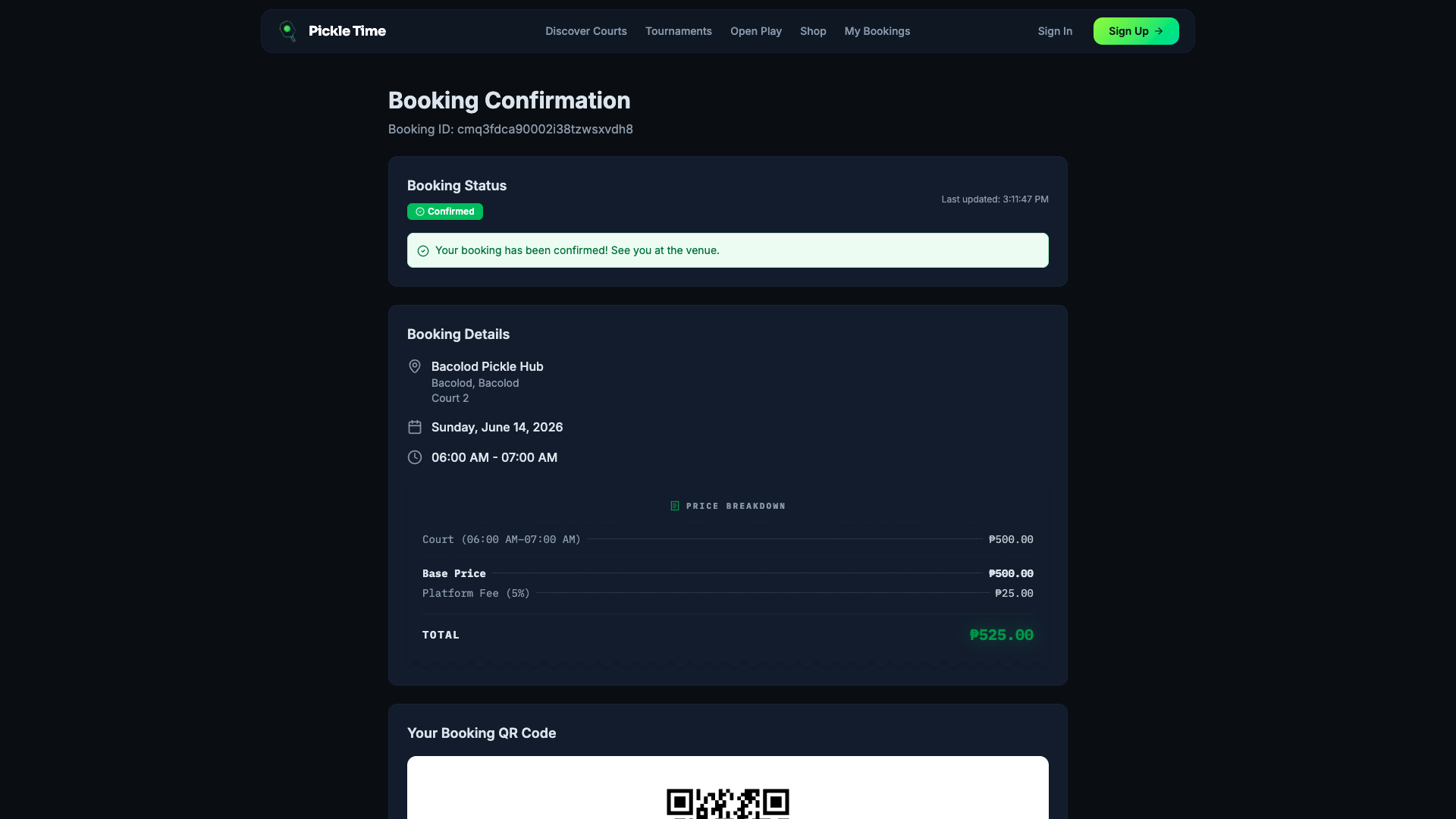 Booking confirmation